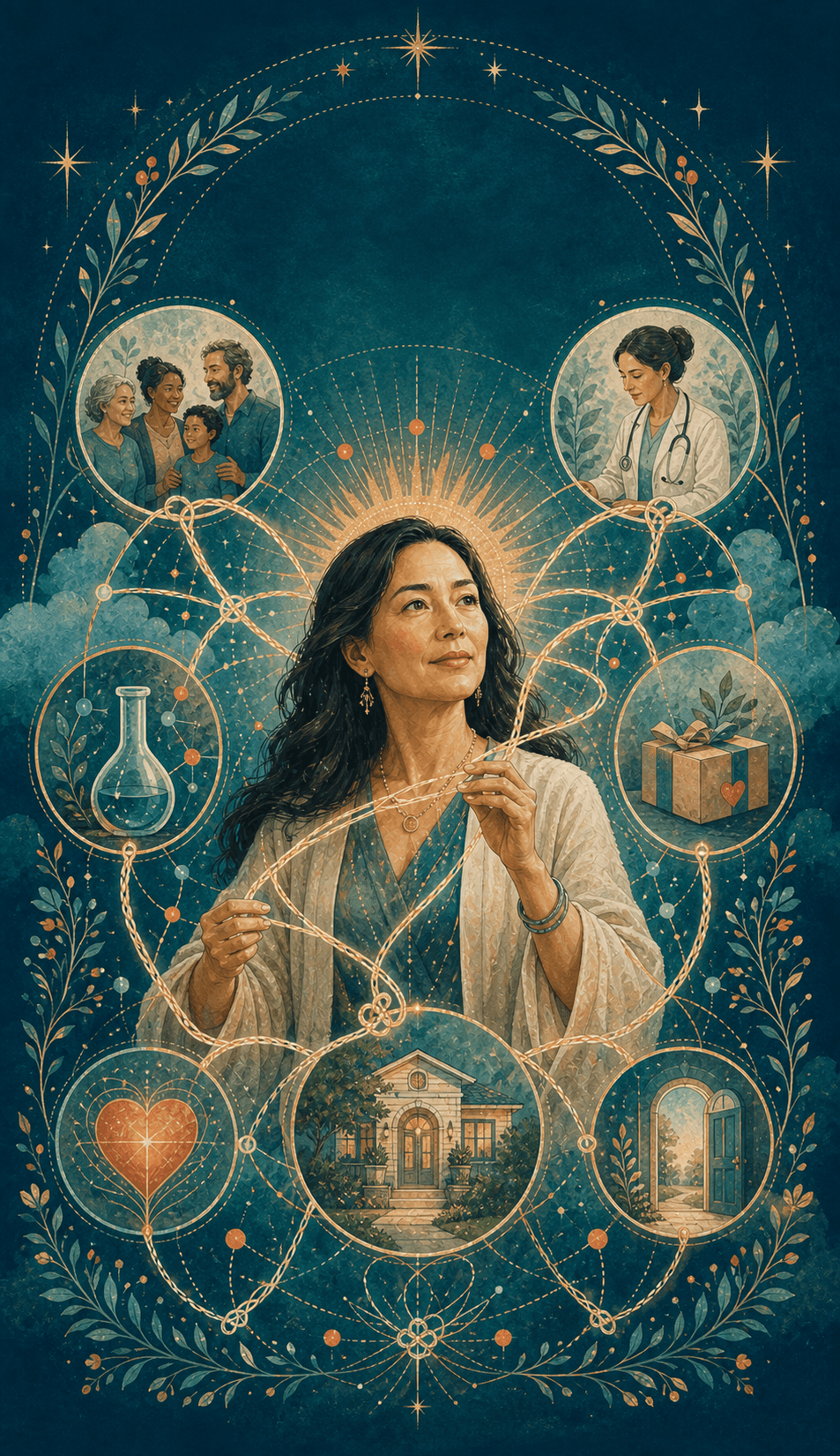 A woman weaving connections among people, clinicians, science, and care settings.